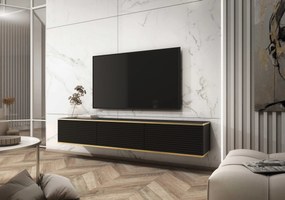 Závěsný televizní stolek Oro MDF 175 cm  černý/zlatý