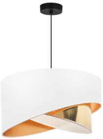 Závesné svietidlo Asti Duo2, 1x PVC/biele textilné tienidlo, (fi 45cm), g, b