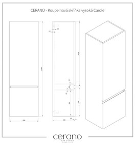 CERANO - Kúpeľňová skrinka vysoká Carole - biela matná - 45x150x34 cm