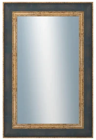 DANTIK - Zrkadlo v rámu, rozmer s rámom 40x60 cm z lišty ZVRATNÁ modrozlatá plast (3068)