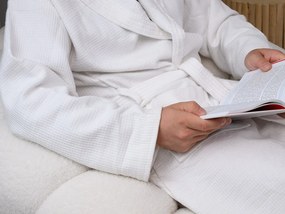 Vafľový župan s kapucňou SPAFFLE, biely Veľkosť: L/XL