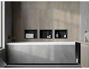 Mexen X-Wall-R, polička na zapustenie na obklad s golierom 30 x 20 cm, čierna matná, 1970302010