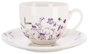 Biela/fialová porcelánová šálka 280 ml Louka – Orion