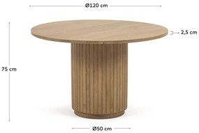 Okrúhly jedálenský stôl z mangového dreva v prírodnej farbe ø 120 cm Licia – Kave Home