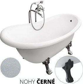 Besco Akrylátová voľne stojaca vaňa Otylia Glam S 160x77 (170x77) s prepadom BESCO-Typ výpuste: Click-Clack s prepadom, chróm, BESCO-Nôžky: Chróm, BE…