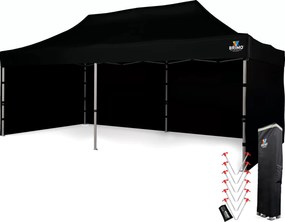 BRIMO Svadobný stan 3x6 m hliníkový – Elegantný a rýchlorozkladací - s 3 stenami - Čierna 15