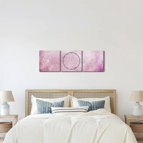 Obraz - Mandala v ružovej stene (s hodinami) (90x30 cm)