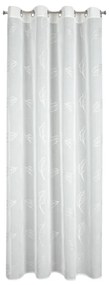 Biela záclona so striebornou potlačou IZABEL na krúžkoch 140 x 250 cm