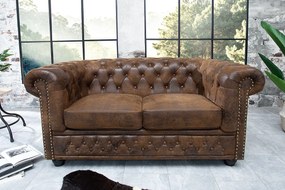 Pohovka CHESTERFIELD Dvojsedačka, Vintage, hnedá