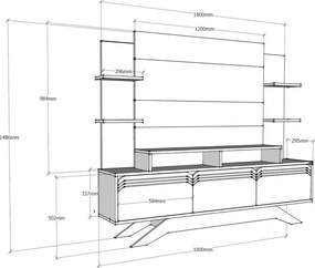 Delpi TV stena z orechového dreva a biela