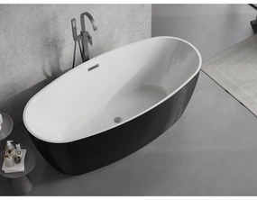 Mexen Lira, voľne stojaca vaňa, vzor, 170 x 80 cm, biela-čierna, čierny matný prepad, 52831708075-70