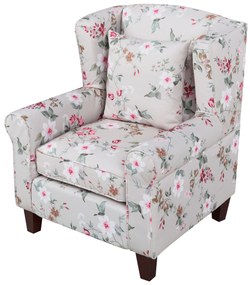 Krémové kvetinové kreslo s opierkou na nohy HAMAR Beliani