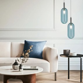 Modré LED závesné svietidlo so skleneným tienidlom ø 13 cm Fiuggi – Candellux Lighting