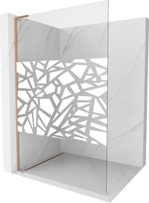 Mexen Kioto L, sprchová zástena Walk-In 70 x 200 cm, 8mm číre sklo biely vzor, medený matný profil, 800-070-103-65-85