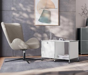 Kovový nočný stolík »CN3« s 1 výklopným priečinkom a kolieskami, biely