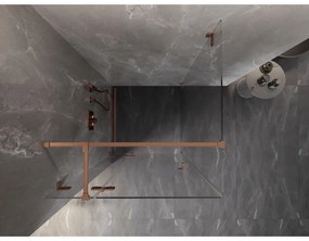 Mexen Lunar T, sklápací sprchový kút ľavý 110 x 110 cm, 8mm číre sklo, profil medená matná, 834T-110-110-65-00-L