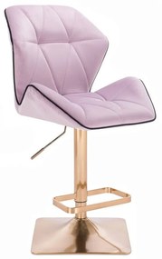 LuxuryForm DESIGN Barová stolička MILANO MAX VELUR na zlatej hranatej podstave - levanduľa