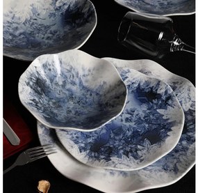 Jedálenská súprava 24 ks, modrá/porcelán