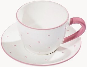 Ručne vyrobená šálka na čaj's podšálkou Herzerl Rosa, 2 ks