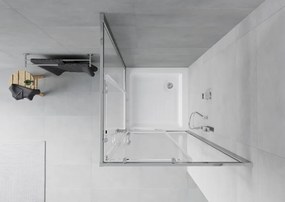 Mexen Rio, štvorcový sprchový kút 80 x 80 cm, 6mm číre sklo, chrómový profil + biela sprchová vanička RIO, 860-080-080-01-00-4510