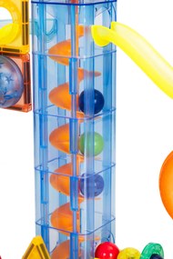 MULTISTORE Magnetické kocky LED 134 dielov – svietiaca stavebnica s guľôčkovou dráhou 3+