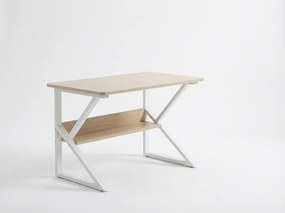 Písací stôl s policou SHAPE 80x40 cm, biela/dub sonoma