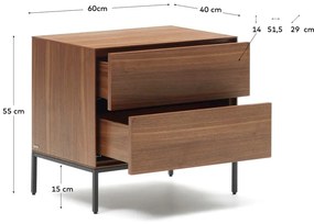 Nočný stolík v dekore orecha v prírodnej farbe Vedrana – Kave Home