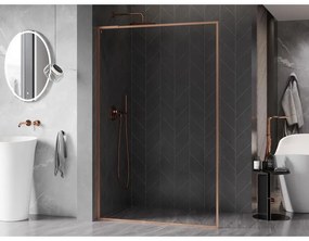 Mexen, Mexen Kioto-XF L sprchová stena s rámom 100 x 202 cm, priehľadná 10 mm, brúsená meď - 800-100-174-65-00-XF