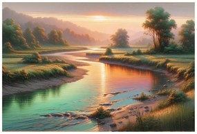 Samolepiaca tapeta západ slnka nad pokojnou riekou