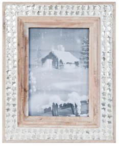 Drevený fotorámik s kamienkovým lemovaním - 22 * 27 cm / 13 * 18 cm