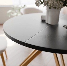 Okrúhly rozkladací jedálenský stôl KODY 100-120cm čierna matná