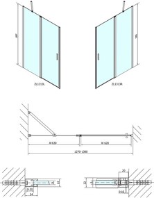 Polysan Polysan, ZOOM LINE sprchové dvere 1300mm, číre sklo, ZL1313