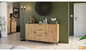 Komoda LORA dub artisan so zásuvkami a dvierkami