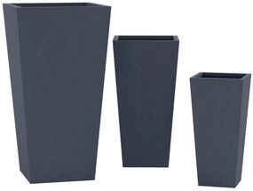 Sada 3 ks kvetináčov 2 square - antracitová