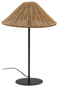 Stolová lampa s ratanovým tienidlom v čierno-prírodnej farbe (výška 50 cm) Urania – Kave Home