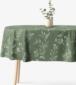 Goldea oválny obrus 100% bavlnené plátno - bylinkové lístky 120 x 180 cm