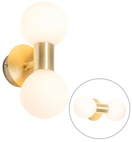 Moderná nástenná lampa zlatá IP44 2-svetlá - Cederic