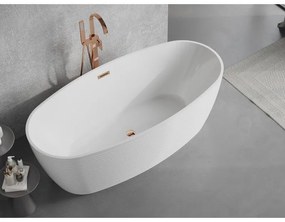 Mexen Lira, voľne stojaca vaňa, vzor, 170 × 80 cm, biela lesklá, ružové zlato prepad, 52831708000-60