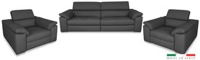 Moderná kožená sedacia súprava LOREN II 3+1+1, sivá (madras - 128 grey)