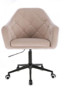 LuxuryForm DESIGN Kreslo ANDORA VELUR na čierne podstave s kolieskami - krémové