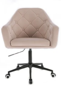 LuxuryForm DESIGN Kreslo ANDORA VELUR na čierne podstave s kolieskami - krémové