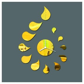 Nalepovacie zrkadlové nástenné hodiny kvapka silver l SENTOP IA-019-S