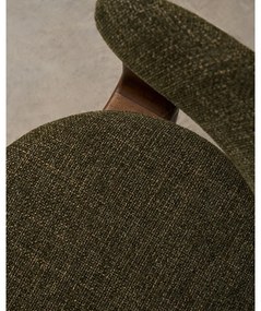 Khaki/hnedé jedálenské kreslo s podrúčkami z jaseňového dreva Granite – Kave Home