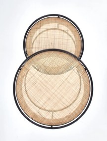 Okrúhly príručný stolík (2 ks) Manado - prírodná / čierna