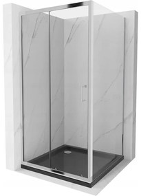 Mexen Apia sprchová kabína, posuvné dvere 90 x 90 cm, transparentnéné, chrómová + závesný bidet Flat, čierna