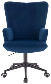 LuxuryForm DESIGN Kreslo AMADEO VELUR na čiernej podstave s kolieskami - modré