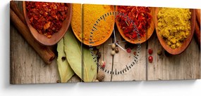 Obraz - Korenie na dreve (s hodinami) (90x30 cm)