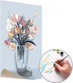 Maľovanie podľa čísel RUŽOVÁ KYTICA VO VÁZE – nízka náročnosť 40x60  cm