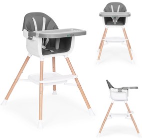 EcoToys Detská jedálenská stolička 2v1, šedá ECOTOYS