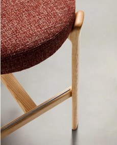 Barová stolička z jaseňového dreva v terakotovej farbe/v svetlo prírodnej farbe (výška sedadla 75 cm) Granite – Kave Home